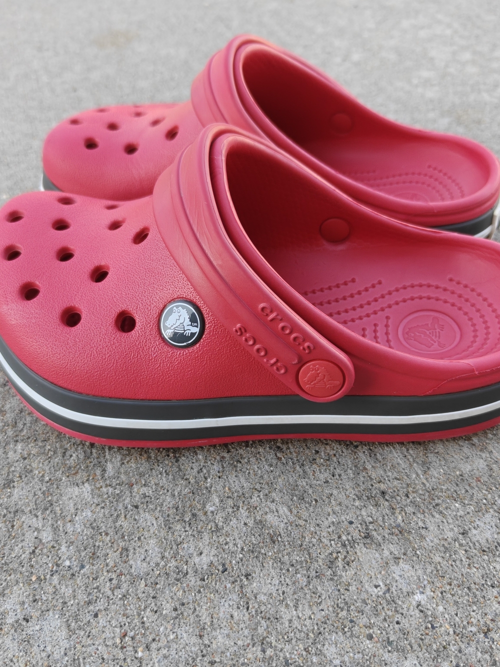 Crocs Kids Crocband Clog Pepper Red Black White Junior Size J1 Slip On Shoes